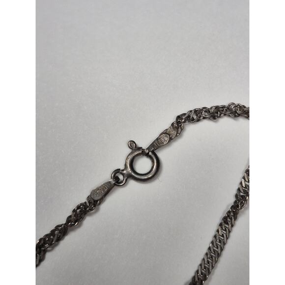 Small Sterling Silver Puppy Dog Necklace Pink And Clear Stones Chain 10" - Picture 4 of 6